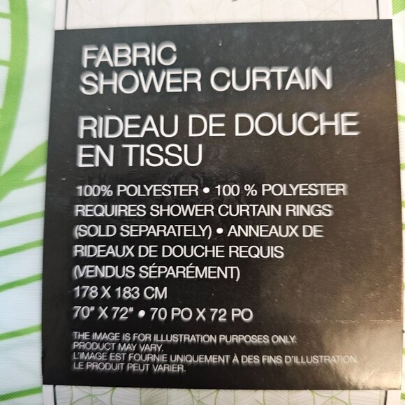 Home Styles Polyester Fabric Shower Curtain in Green & White Leaf Design - Picture 5 of 7